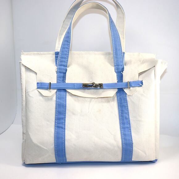 Handmade Upcycled Boat and Tote Bag – Blue Trim – Brand New - Picture 1 of 6